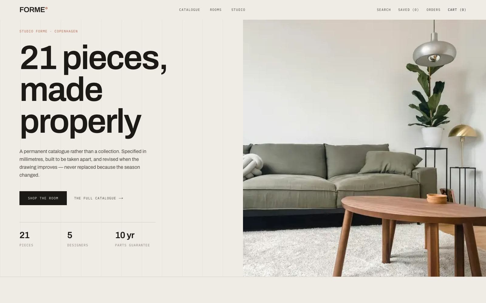 FORME° storefront homepage