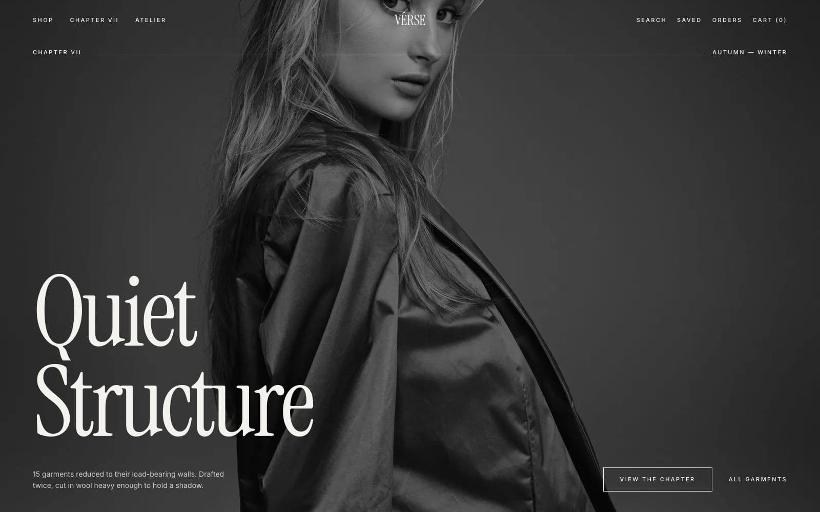 VÉRSE storefront homepage