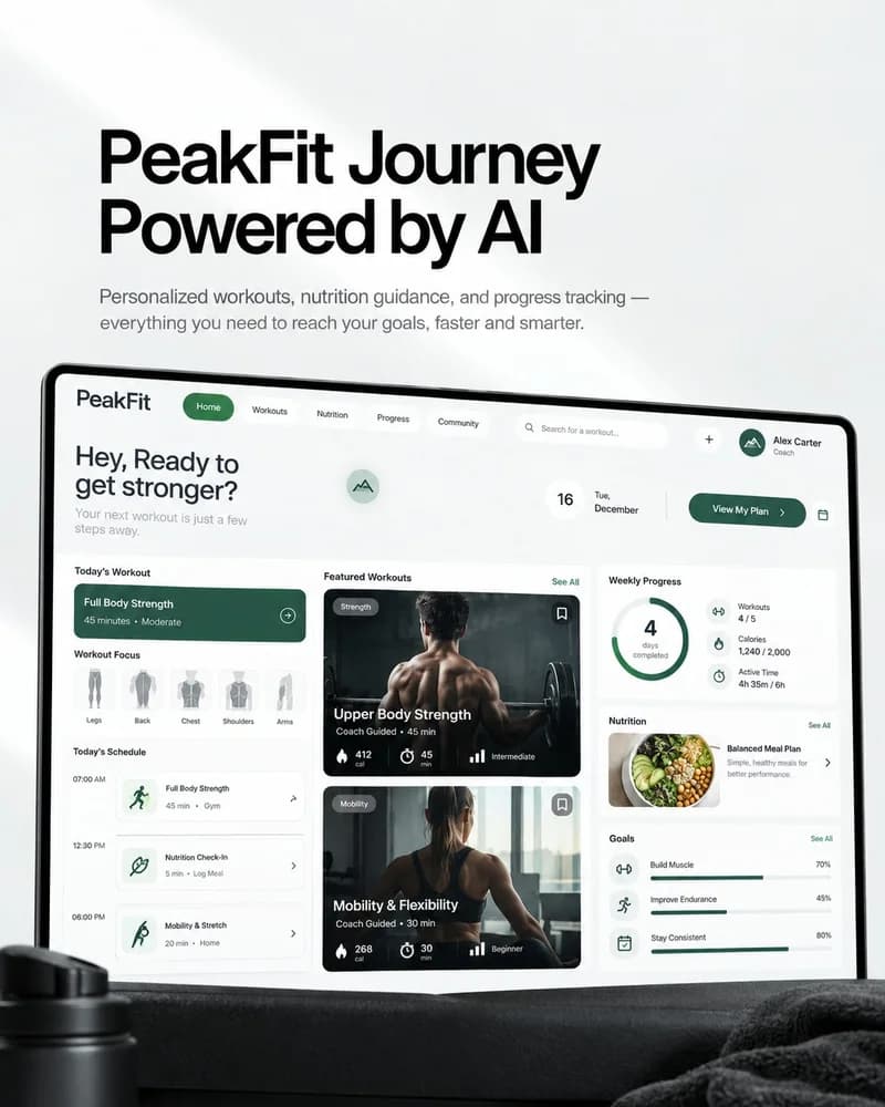 PeakFit fitness app design