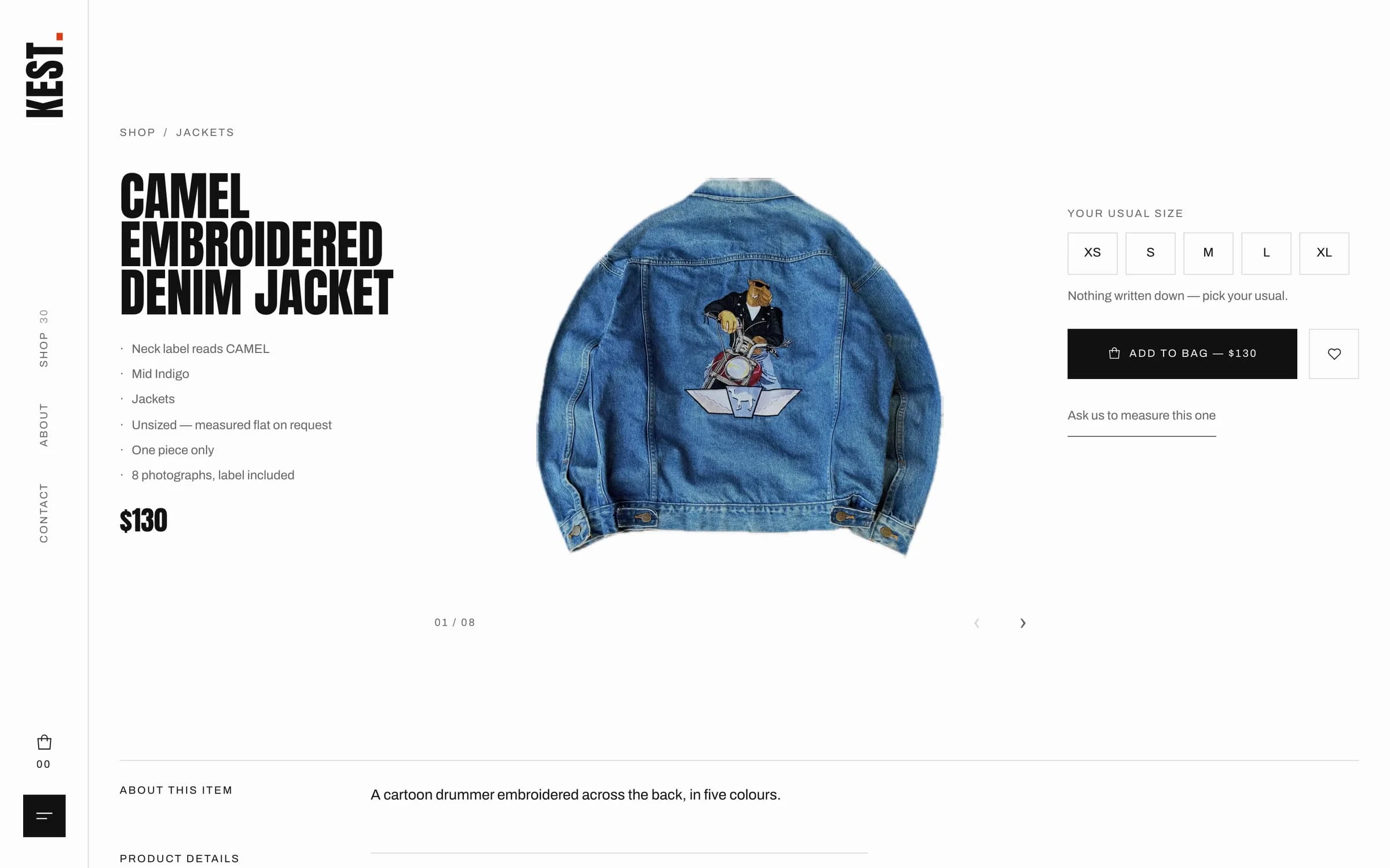 Kest store concept product page