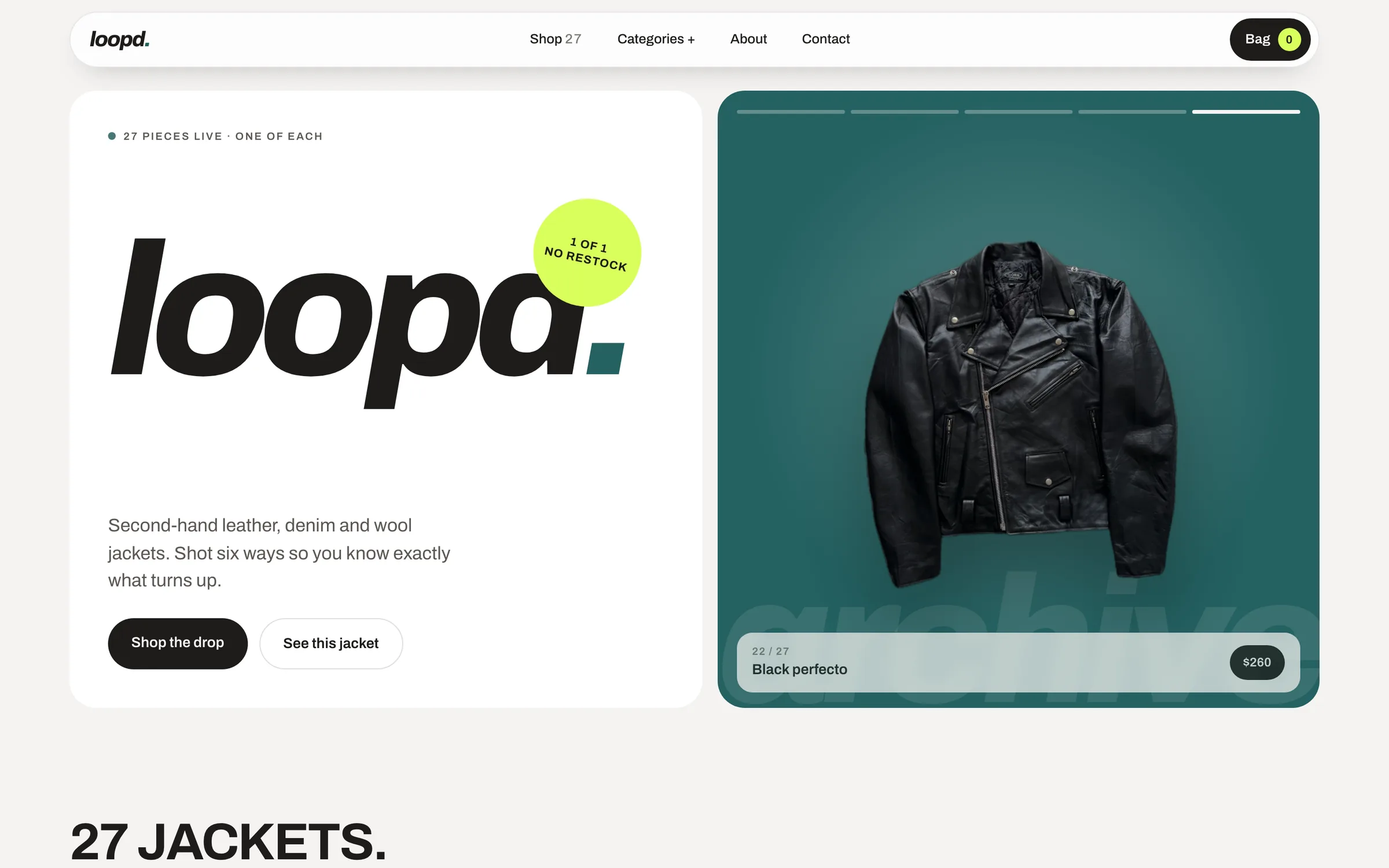 Loopd store concept homepage