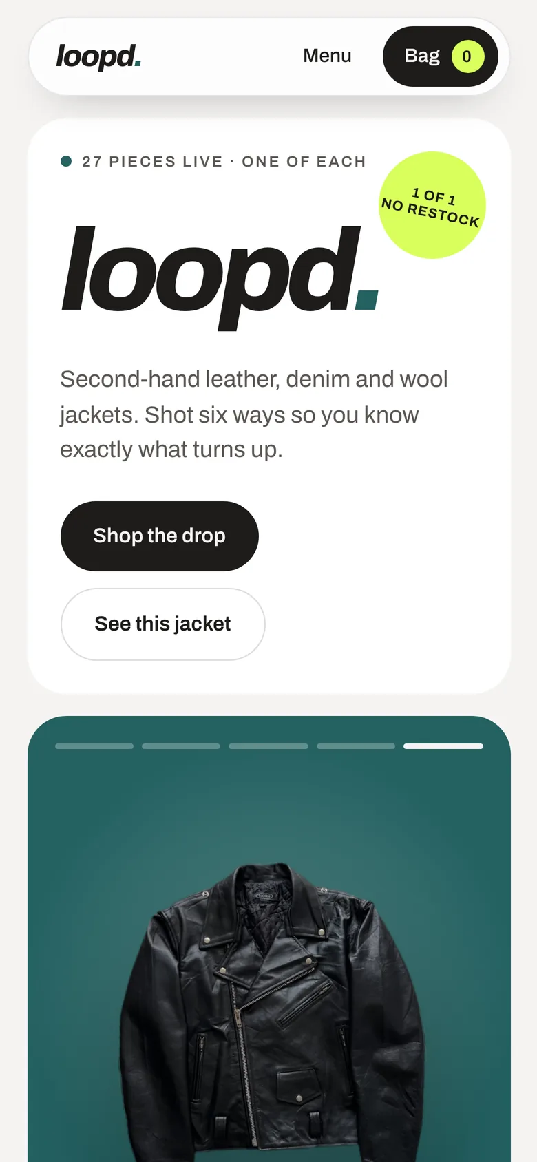 Loopd home page on mobile