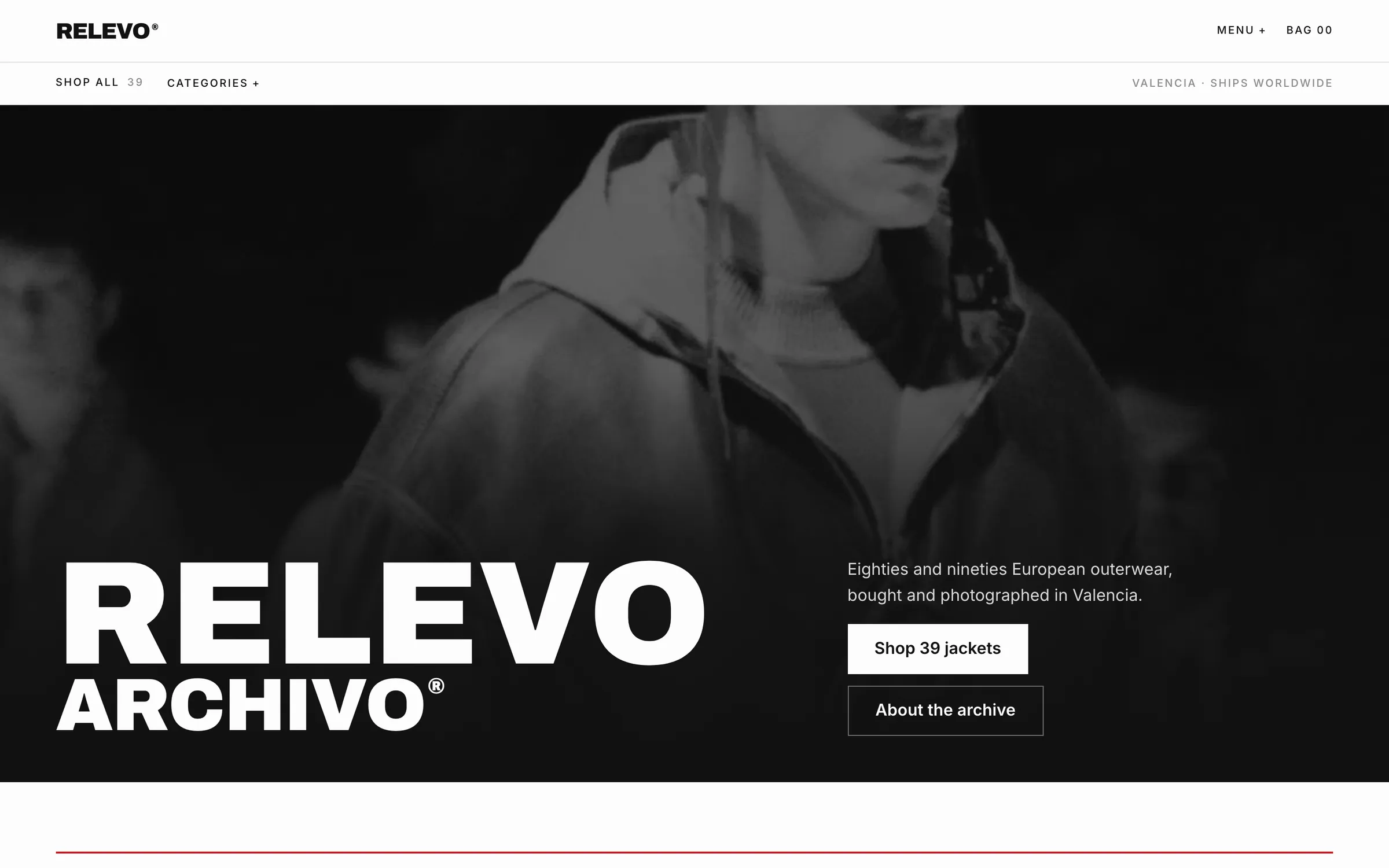Relevo store concept homepage