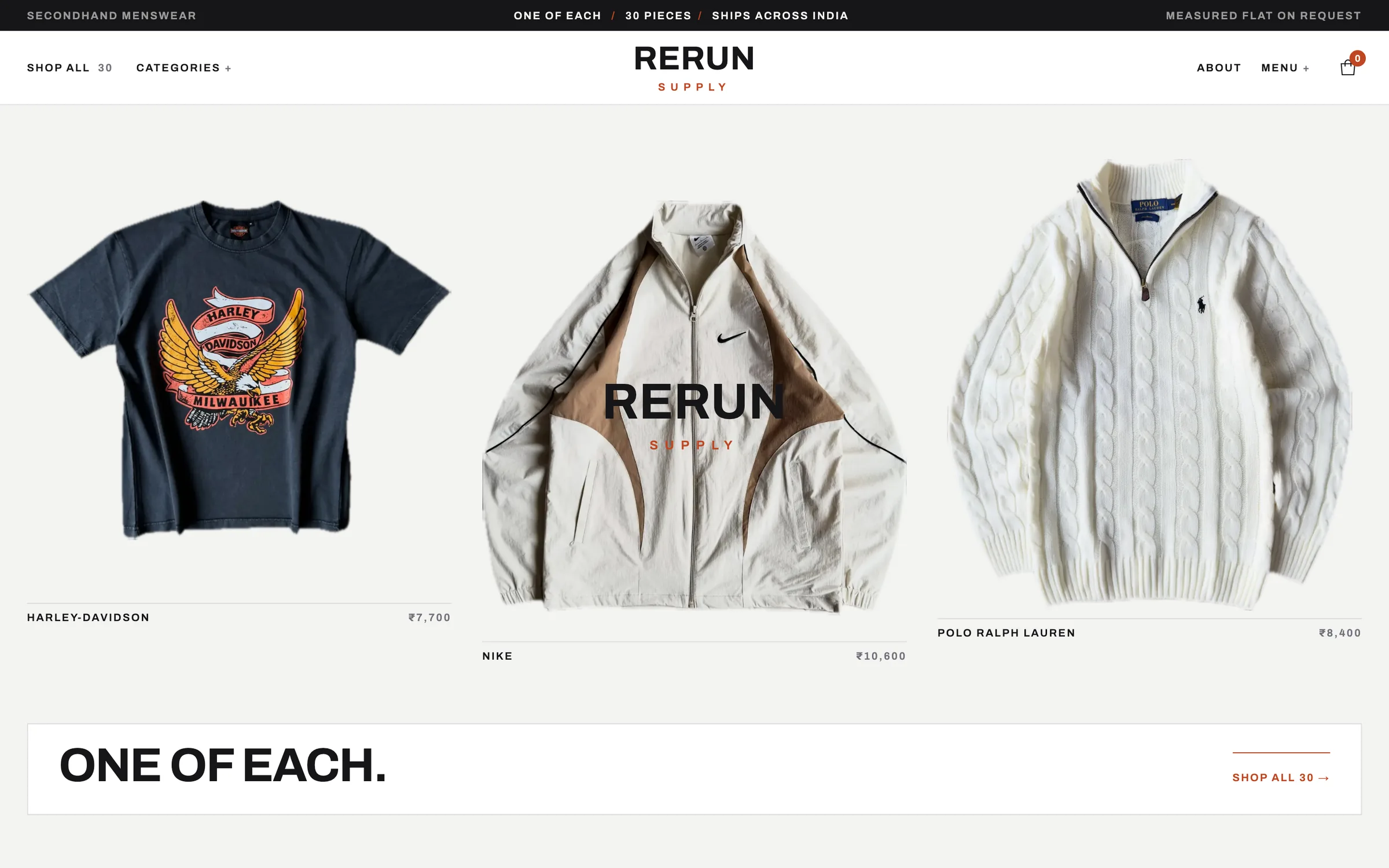 Rerun Supply concept homepage
