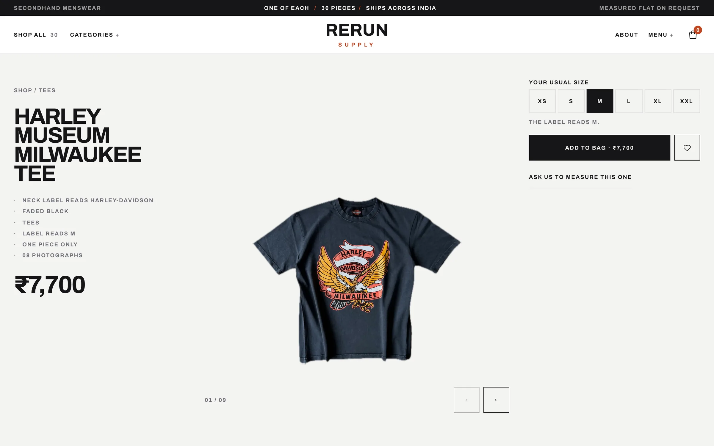 Rerun Supply store concept product page